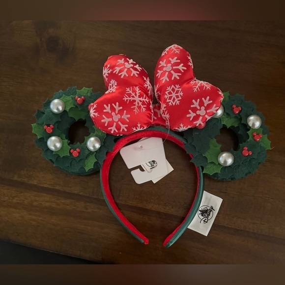 Disney Parks Minnie Mouse Christmas Wreath Headband - Picture 3 of 7